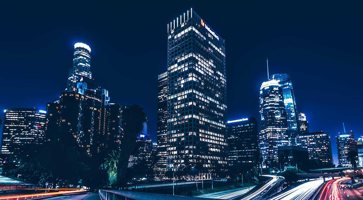 Image of Los Angeles downtown at night.